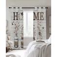 thumbnail image 3 of Cotton Floral Blackout Curtains, Light Blocking Print Window Curtains, Farmhouse Botanical Wooden Grain Thermal Insulated Window Drapes for Living Room Kitchen Cafe 2 Panels, 104"W x 52"L, 3 of 9