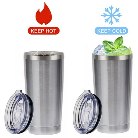 

20oz Tumbler with Lid Stainless Steel Vacuum Insulated Double Wall Travel Tumbler Durable Insulated Coffee Mug， Thermal Cup with Splash Proof Sliding Lid