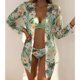 thumbnail image 2 of Traje de baño de bikini de 3 piezas con estampado floral y tirantes finos para mujer con cubierta para playa, 2 of 8