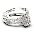 thumbnail image 2 of Beautiful 1.75 Carat Round Cut Diamond Moissanite Floral Engagement Ring, Antique Wedding Ring, One Matching Band in 10k Solid White Gold, Gift For Her In Festival Time, Promise Ring, 2 of 4