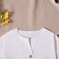 thumbnail image 6 of Girls Lightweight Shirts 5-14 Years Kids Tween Casual Leisure Tops Children Autumn Solid Color Linen 3/4 Length Sleeve V-Neck Baby Girl Clothes Loungewear White 9 Years, 6 of 7