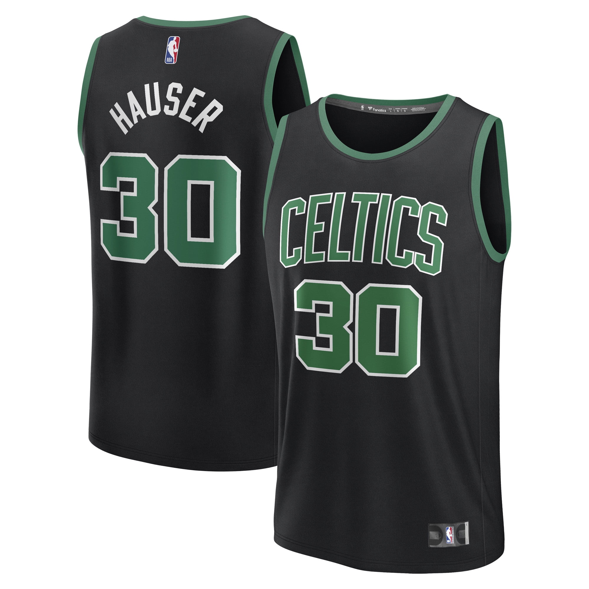 Men's Fanatics Sam Hauser Black Boston Celtics Fast Break Replica Player Jersey - Statement Edition