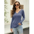 thumbnail image 7 of Sherrylily Women Waffle Knit Henley Tops Casual Long Sleeve V Neck Pullover XS-XL, 7 of 7