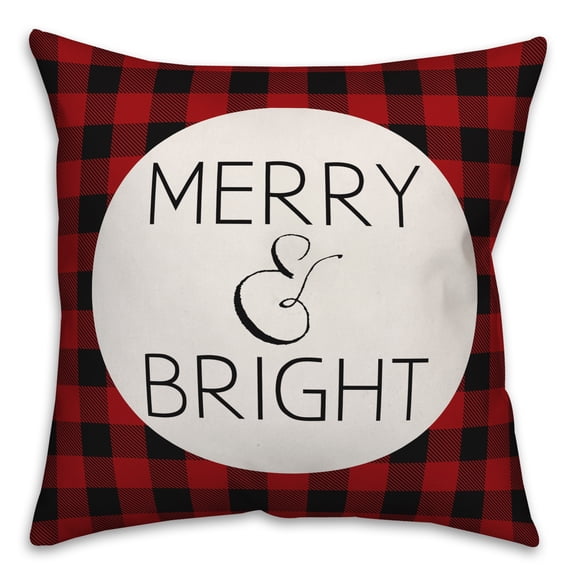 Creative Products Merry & Bright Red Plaid 16x16 Indoor / Outdoor Pillow
