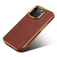 thumbnail image 3 of For iPhone 13 Pro Electroplating Back Cover Genuine Cow Leather Coated PC Protective Phone Case, 3 of 4