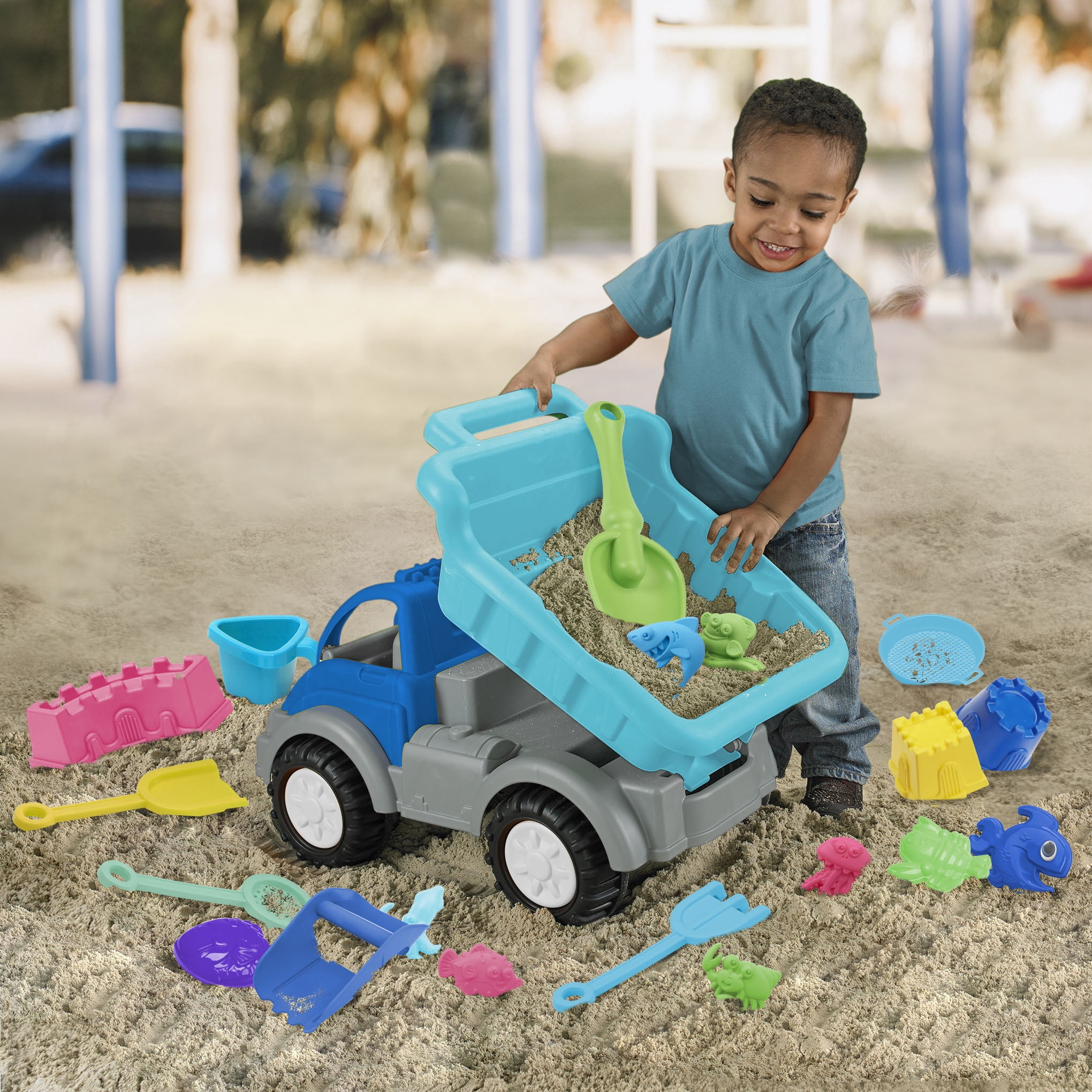 American Plastic Toys Large Dump Truck Sand Toys Set