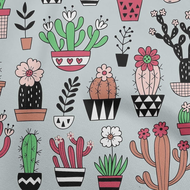 oneOone Rayon Dusty Green Fabric Cactus Craft Projects Decor Fabric Printed By The Yard 56 Inch Wide-5J