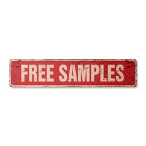 FREE SAMPLES Vintage Aluminum Street Sign giveaways sampler consumer product freebie rustic metal tin | Indoor/Outdoor |  18" Wide