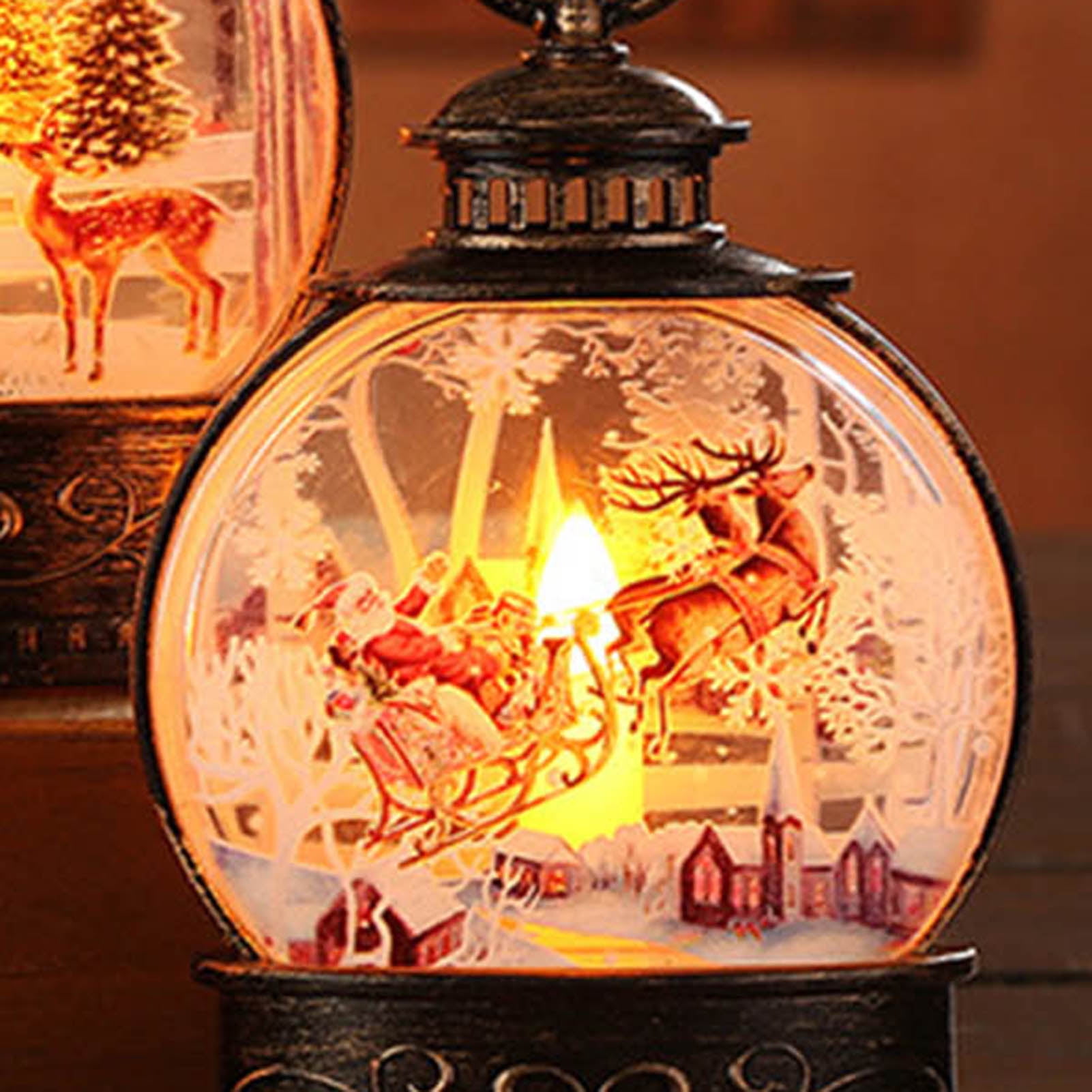 Happy Date Winter Candle Lantern Set Decorative Lanterns with LED