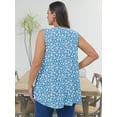 thumbnail image 7 of SHOWMALL Women's Plus Sleeveless Shirts Summer Floral Tunic Tops Blue Butterflies 3X Round Neck Casual Flowy Tank Tops Loose Fit, 7 of 7