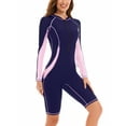 thumbnail image 3 of Women's Rash Guard Summer Beach Bodysuit Long Sleeve Zip Up Swimwear One Piece UV Protection Rashguard Knee High UPF 50+ Surfing Bathing Wear, 3 of 6