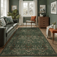 thumbnail image 4 of Area Rug 9x12, Machine Washable Non Slip Stain Resistant Soft Vintage Floral Rug, for Living Room, Bedroom, Dining Room, Soft Low Pile Large Carpet-Green, 4 of 11