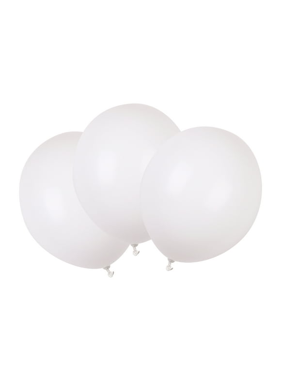 Way to Celebrate 17 inch White Round Balloons, Party Balloons, 3 Pieces