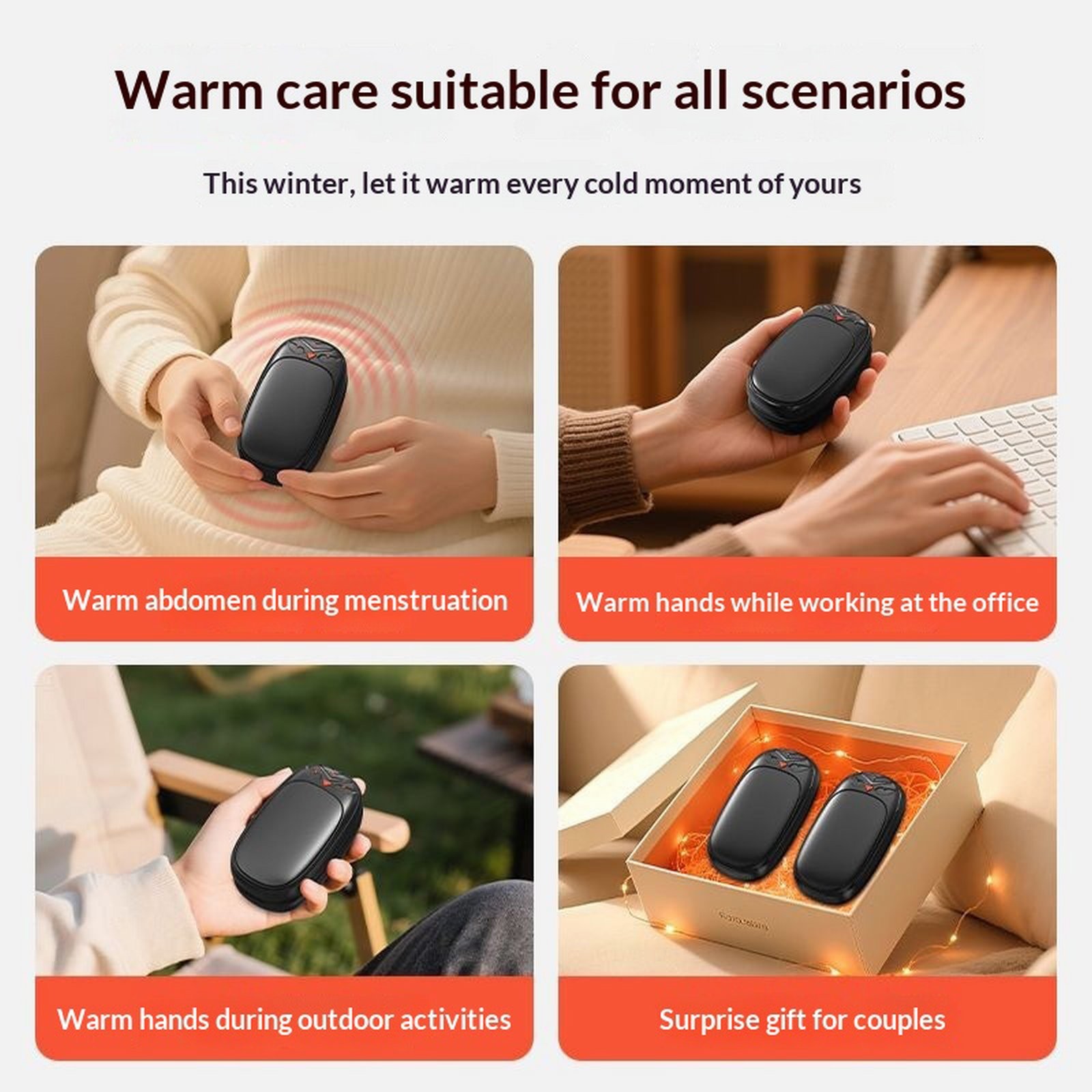 ZLBDYG Magnetic USB Hand Warmer with Innovative Contact Charging Design, Hassle-Free Alignment for Fast Charging Without Plugs, Portable Personal Heater for Cold Weather Use