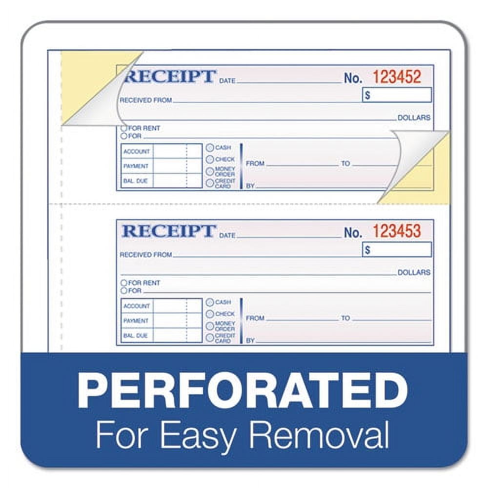 "Receipt Book, Three-Part Carbonless, 7.19 X 11, 4/page, 100 Forms | Bundle of 2 Each"