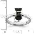 thumbnail image 5 of Solid Sterling Silver Stackable Expressions Polished Black Enameled Cat Ring - Ring Size 8.0, 5 of 8
