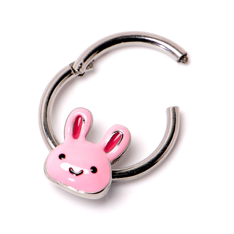 Body Candy 16G Steel Hinged Segment Ring Seamless Cartilage Nipple Ring  Kawaii Cutie Easter Bunny Nose Hoop 3/8