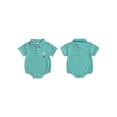thumbnail image 2 of BemeyourBBs Baby Boy Golf Romper Short Sleeve Lapel Collar Stripes Print Bodysuit, 2 of 8