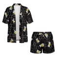 thumbnail image 4 of Xoenoiee Bee Honeycomb Print Open Front Kimono Shorts Set for Women Two Piece Half Sleeve Outfits Summer Vacation Wear Flowy Beach Cover up, M, 4 of 7