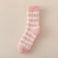 thumbnail image 3 of Womens Fuzzy Crew Socks Fluffy Striped Warm Cozy Winter Socks Soft Plush Thick Casual Lounge Socks (Pink), 3 of 8
