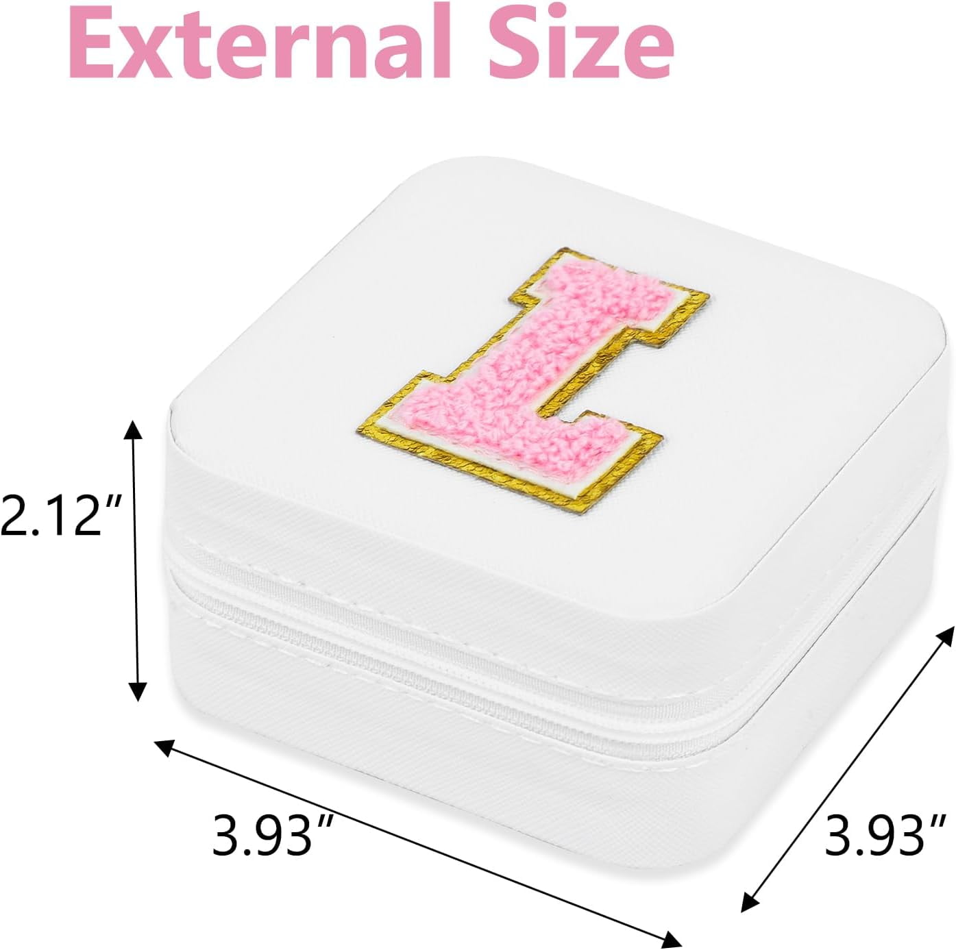 Travel Jewelry Case Organizer, Small Jewelry Box Jewelry Organizer, Gifts For Women Girls, Earring Jewelry Organizer Box With Mirror, White Travel Essentials Initial L[Z1]