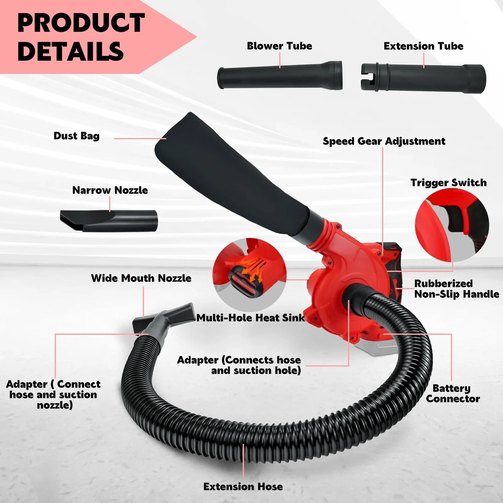Cordless Leaf Blower Brushless Electric Air Blower 6-Speed Up to 180MPH Vacuum Cleaner (No Battery) ,Easy to Use