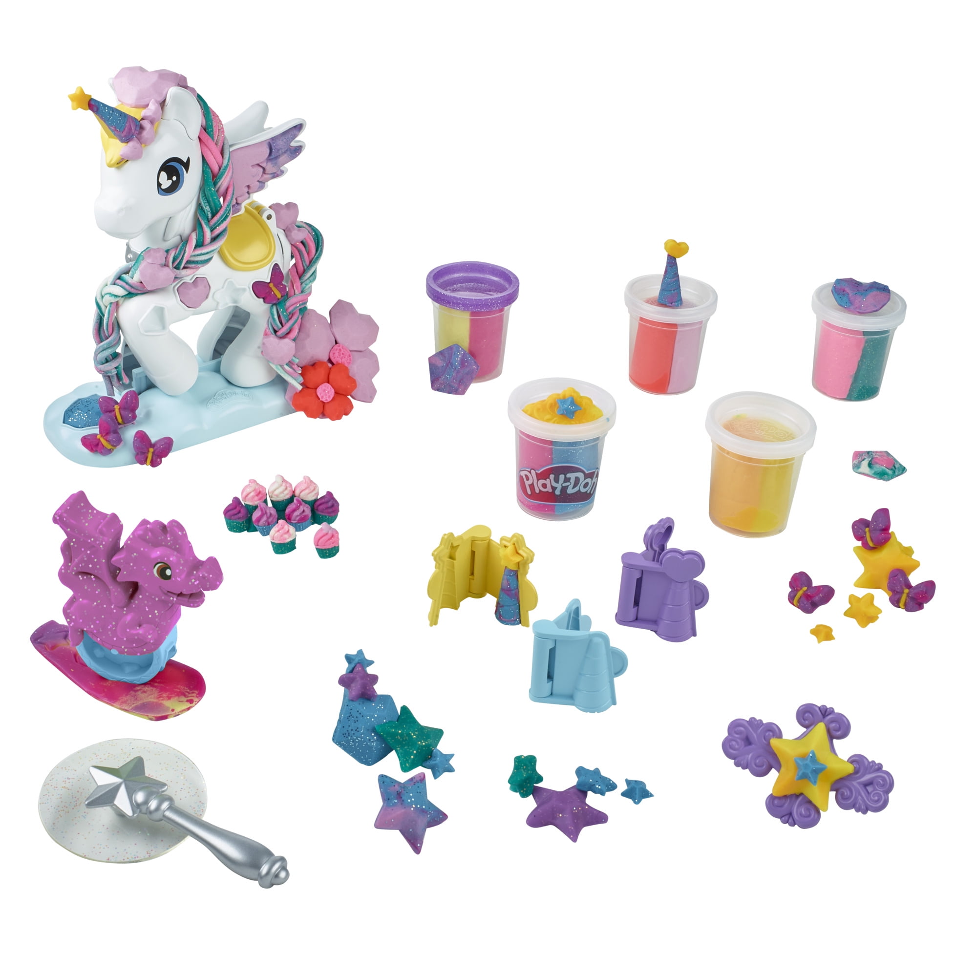 Play-Doh Magical Stylin' Unicorn Kids Playset, 5 Multicolor Cans, Unicorn Toys