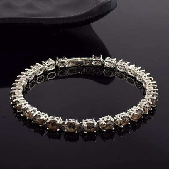 Smoky Quartz Tennis Bracelet-Oval
