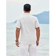 thumbnail image 4 of COOFANDY Men's Cotton Shirts Short Sleeve Button Down Shirts Casual Beach Summer Cuban Collar Shirt, 4 of 6