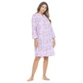 thumbnail image 3 of Casual Nights Women's Floral Snap Front Flannel Duster Long Sleeve Lounger Dress, 3 of 5