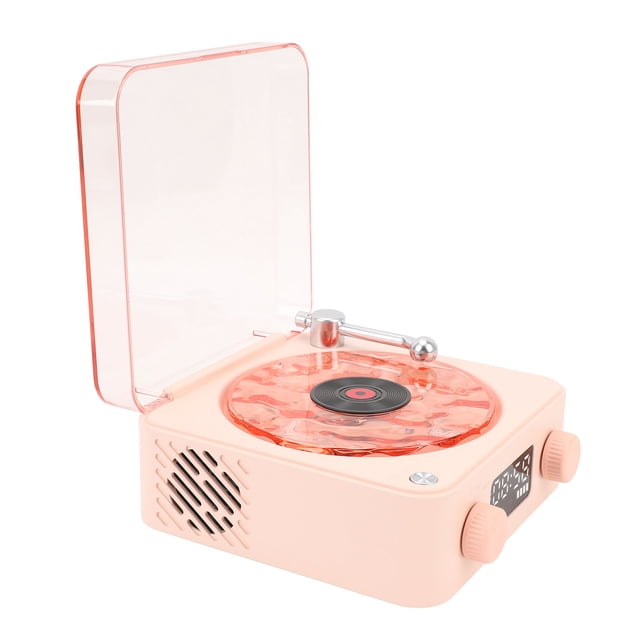 Altavoz Giratorio , Altavoz Retro, Luz Nocturna, Visualización De La Hora, Estilo Tocadiscos: Sonido Cristalino, Opción De Ideal Para Niñas