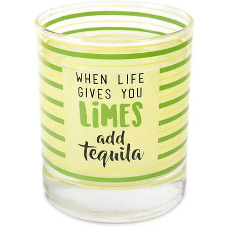 Striped Glassware Pavilion - Limes or Lemons - When Life Gives You Limes Add Tequila Green Striped Whiskey Glass 10 oz ()