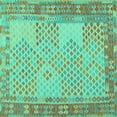 thumbnail image 1 of Ahgly Company Indoor Square Southwestern Turquoise Blue Country Area Rugs, 8' Square, 1 of 4