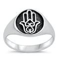 thumbnail image 1 of Hand of God Hamsa Heart Promise Ring .925 Sterling Silver Band Jewelry Female Male Unisex Size 8, 1 of 4