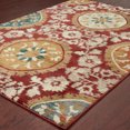 thumbnail image 3 of 6' X 9' Red Gold Teal Grey Ivory And Blue Oriental Power Loom Stain Resistant Area Rug, 3 of 4