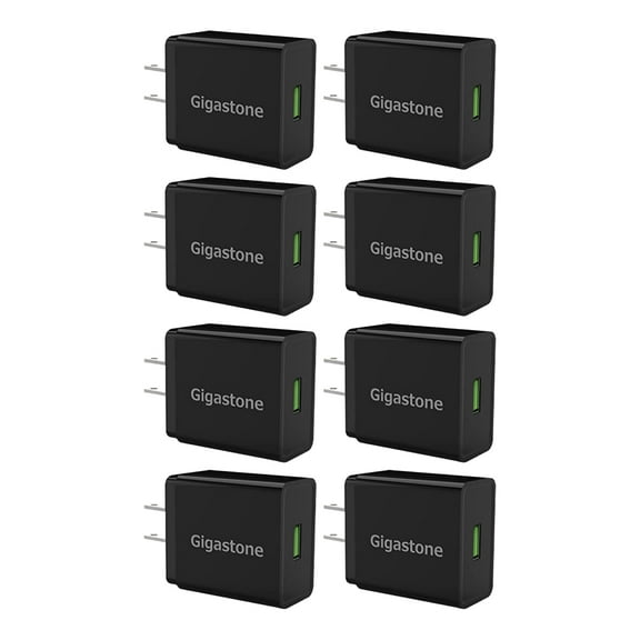 Gigastone USB 18W Fast Charge Wall Charger with Qualcomm QC 3.0 - Black, 8 pack