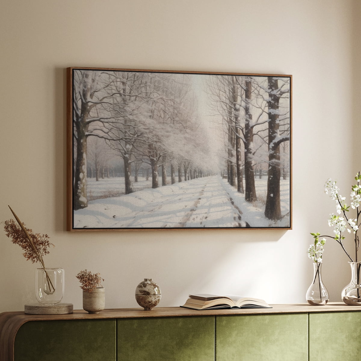 Vintage Landscape-XIII By Wexford Home Framed in Walnut Wood Gallery Wrapped Canvas 17 in. x 25 in.