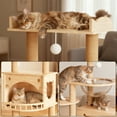 thumbnail image 4 of Heavy Duty Cat Tree for Large Cats, 56.7" Multi-Level Cat Tower with Solid Wood Base, Condo House, Hammock, Sisal Scratching Posts & Wide Platforms for Indoor Cats, 4 of 8