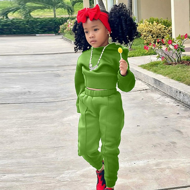 Girl s Two Piece Outfits Toddler Girls Clothes Winter Solid Color Long Sleeve Pullover Sweatshirt Pants 2Pcs Fall Outfits Set Cute Teen Girl Outfits Baby Girls Clothes Set Girls Outfits Size 6