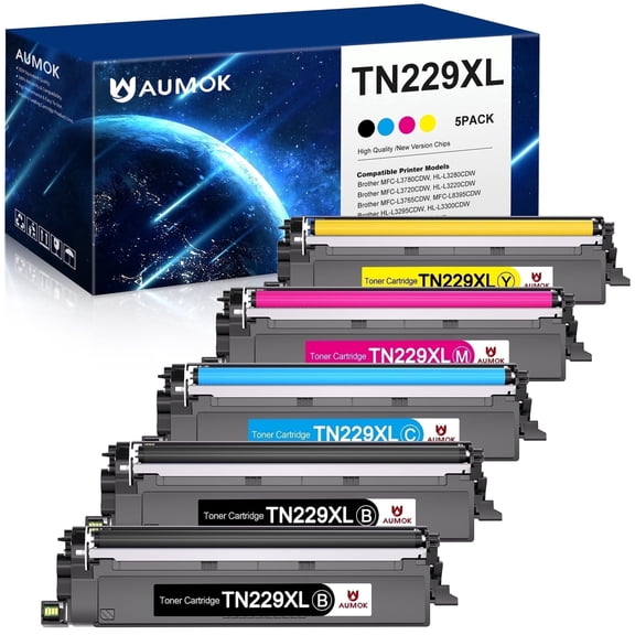 5PK TN229 Toner Cartridges Compatible for Brother TN229 TN229XL Toner Cartridges to Use for MFC l3720CDW, MFC l3780CDW, HL-L3280CDW, HL-L3220CDW Printer