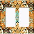 thumbnail image 6 of Metal Light Switch Plate Cover Orange Teal Flower Mandala Tile Pattern MDL017, 6 of 13