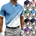 thumbnail image 4 of Mens Golf Shirt Short Sleeve Sport Moisture Wicking Print Lapel T Shirts Button Casual Fashion Lightweight Loose Athletic Blouse Top, 4 of 5