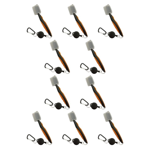 Toystoory Cepillo para palos de Golf de acero inoxidable, repuesto portátil, Color sólido, telescópico, cepillos para zapatos, herramienta de Naranja con Tapa 10Conjunto