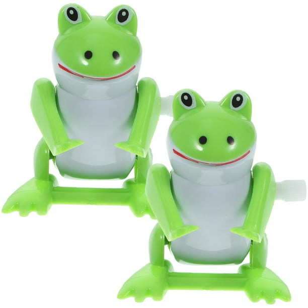 2 ranas de juguete con mecanismo de cuerda, juguetes de rana de cuerda, ranas de dibujos animados de juguete novedosas.
