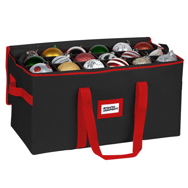 Caja Contenedora De Almacenamiento De Adornos Navideños Que Almacena Hasta 54-4 "" Divisores Ajustables Contenedor Organizador Grande Para Proteger Y Almacenar Decoración Navideña - Negro