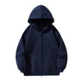 thumbnail image 2 of Mens Hoodies Jacket 2025 Fall Winter Long Sleeve Loose Basic Zip Up Hoodie with Pockets Hooded Sweatshirt Pullover Top, 2 of 3