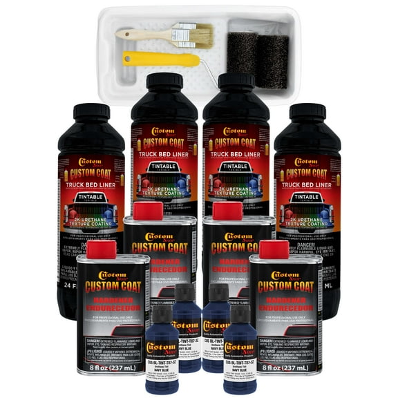 Custom Coat 35048 Navy Blue Urethane Roll-On, Brush-On or Spray-On Truck Bed Liner, 1 Gallon Kit with Roller Applicator Kit