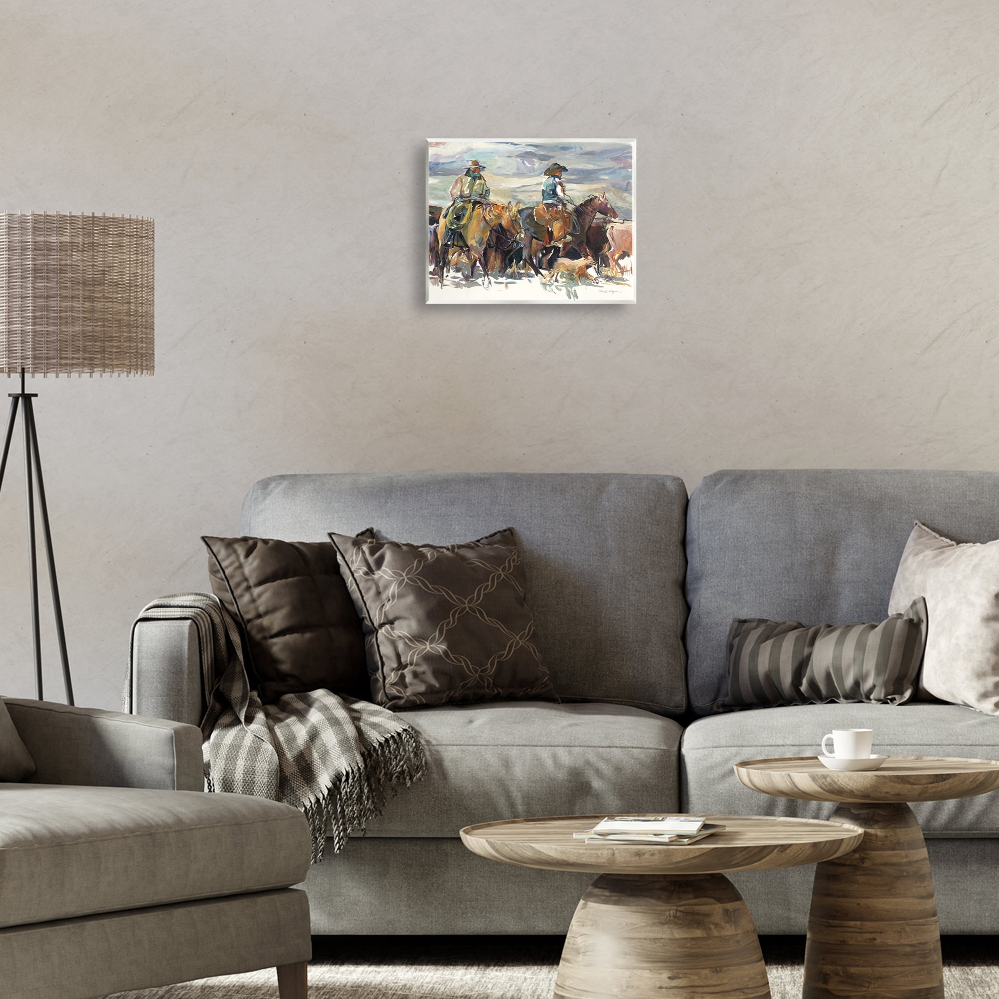 Stupell Industries The Roundup Western Painting Animals Painting Unframed Art Print Wall Art, 14 x 11