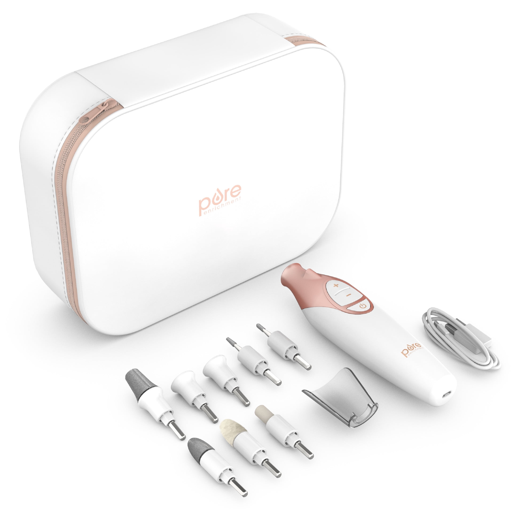 Pure Enrichment PureNails Luxe Rechargeable Manicure Set - Cordless Portable Electric Nail Drill for Acrylic Gel Nails, Manicure Pedicure with 9 Sapphire Filing Attachments and LED Grooming Light
