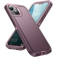 thumbnail image 2 of SaniMore for iPhone 14 Plus Case, 3-Layer Shock Absorbing Non-Slip Stripes [Soft Silicone Rubber] [Hard PC Bumper] Military Grade Shockproof Protective Cover for iPhone 14 Plus, Purple, 2 of 8